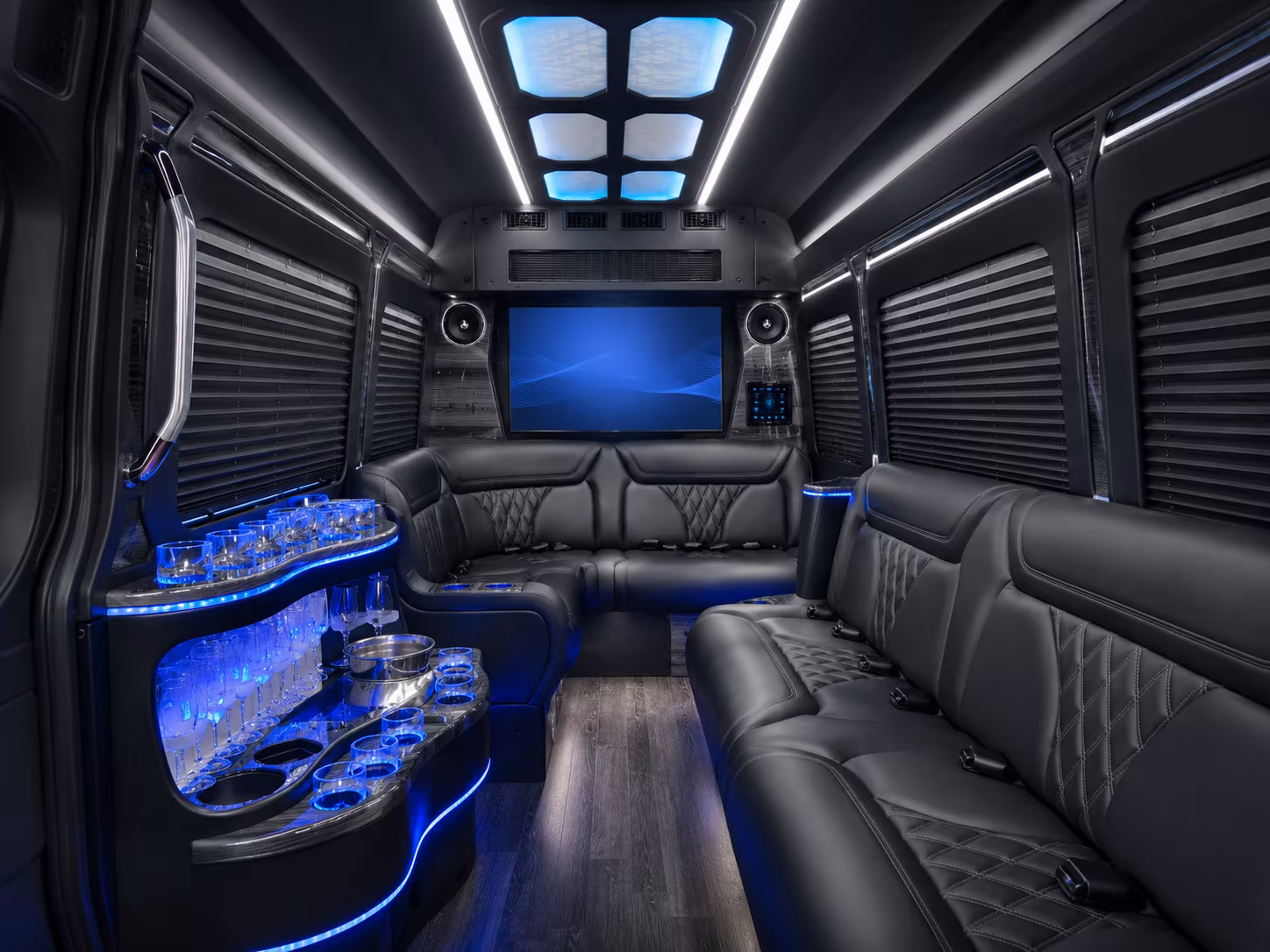 queen creek 30 passenger party bus inside
