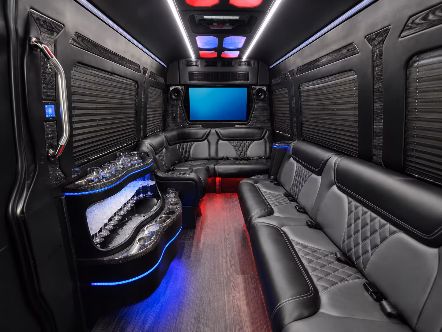 queen creek 40 passenger party bus inside