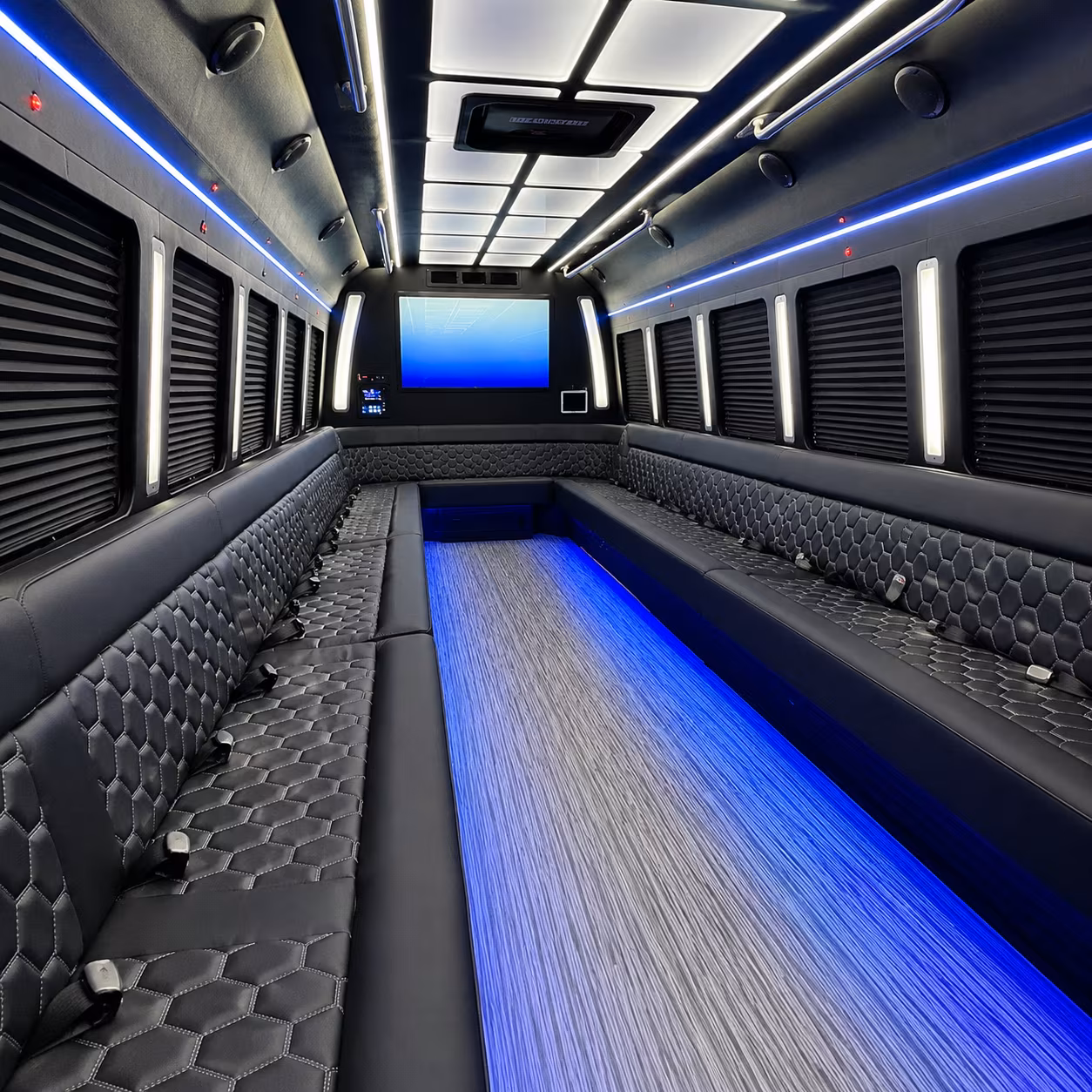 queen creek 50 passenger party bus inside